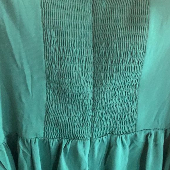 NEW Green Serpentine Siesta Smocked Ruffle Square-Neck Midi Dress - Picture 4 of 4